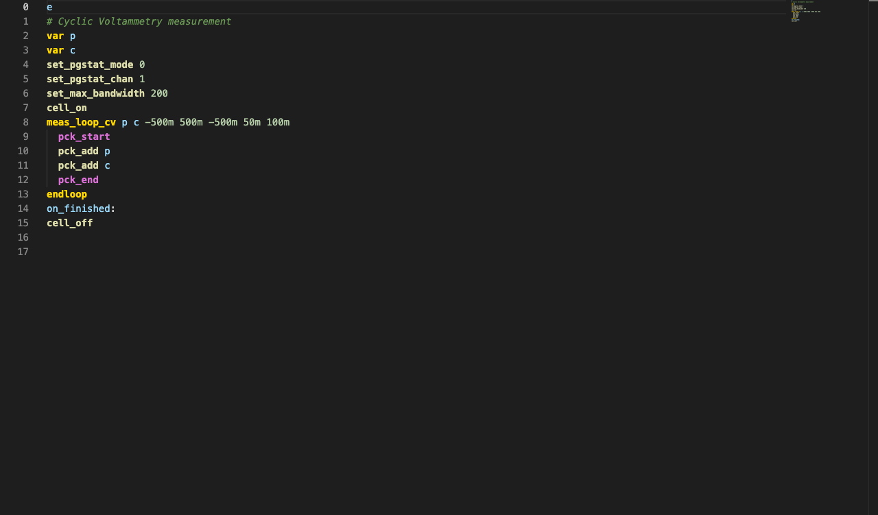 Syntax highlighting in the editor